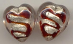 Large Red Swirl, White Gold Foil Hearts